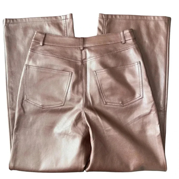 Urban Outfitters Brown Leather High Waist Wide Straight Leg Pants Womens 28 - Picture 2 of 4